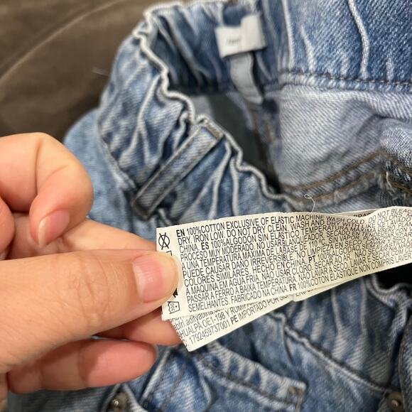 Forever 21 Paperbag High Waist Denim Drawstring Shorts Casual Blue Jean Sz M - Picture 4 of 6